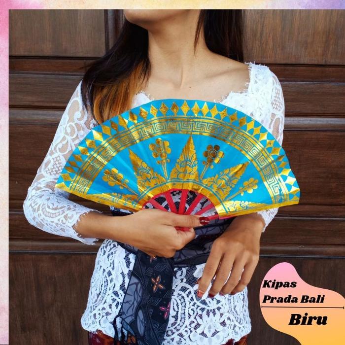 Gambar Kipas Prada Bali polos tari souvenir oleh-oleh fan plain dance souvenir gifts - Biru dari Dandelion Stores undefined Tokopedia