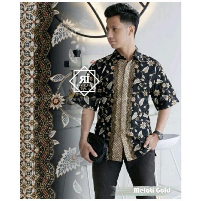 Gambar D6 Baju kemeja batik pria lengan pendek premium modern part 1 - lili gold, M dari Nata store21 undefined Tokopedia
