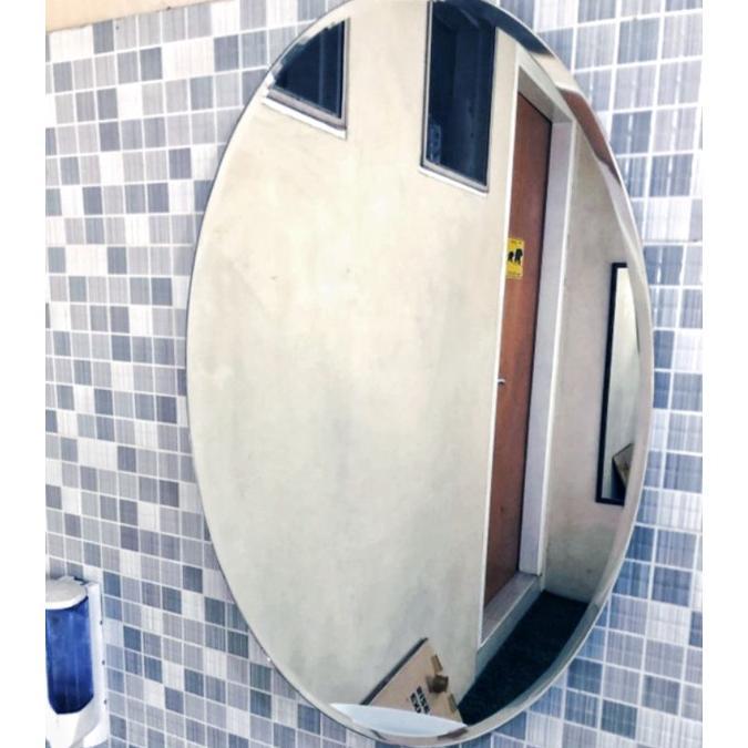 Gambar CERMIN KAMAR MANDI KACA CERMIN RIAS KACA CERMIN WASTAFEL KACA CERMIN - OVAL TELUR, 40cmx60cm dari jenab5688 undefined Tokopedia