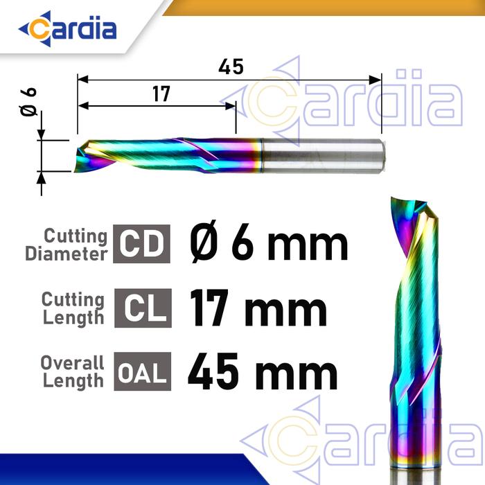 Gambar Endmill Spiral 1 Flute 6 mm ACP Aluminium DLC Coating CARDIA - 6 x 17 DLC dari Cardia Tools undefined Tokopedia