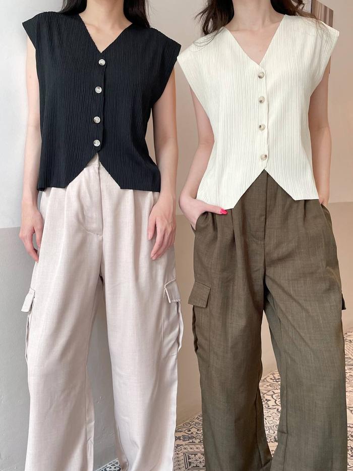 Atasan Rompi Jual Cho Top - Rompi Atasan Vest Wanita Korea Hitam Polos - Jakarta ...