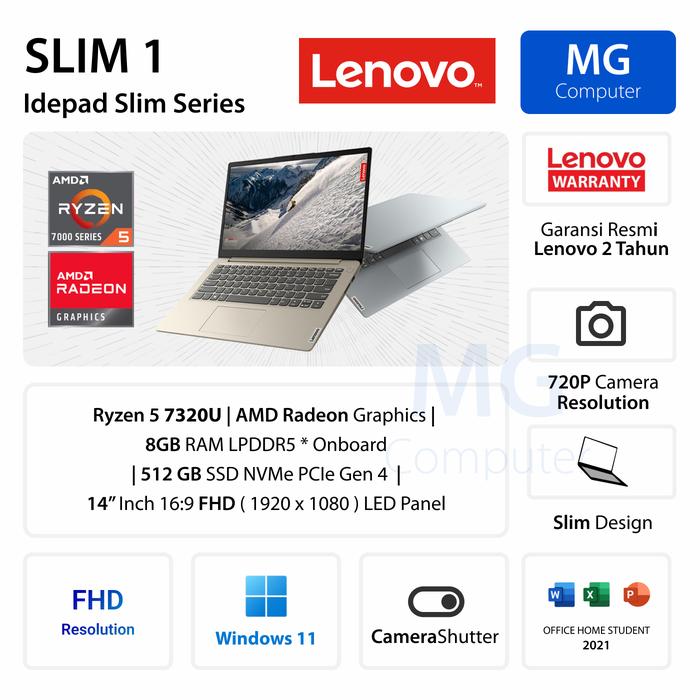 Jual Lenovo Ideapad Slim Ryzen 7520U RAM 8GB/ 512GB SSD W11