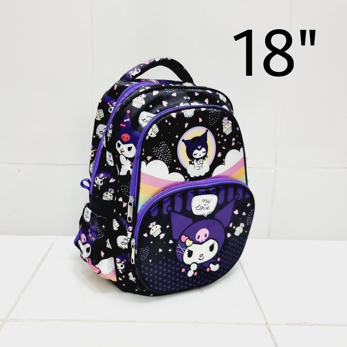 Gambar Tas Ransel Sekolah KUROMI 12" - 15" - 18" PAUD TK SD - 3085-18" KRM HT dari Aimee Bag & Plush Toys undefined Tokopedia