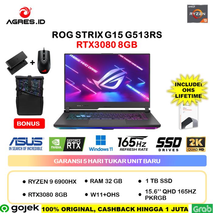 Promo ASUS ROG STRIX G15 G513RS RTX3080 RYZEN 6900HX 32GB 1TBSSD