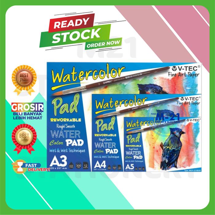 Gambar V TEC Watercolor Pad A4 WCP-12297 dari M21 Stationery undefined Tokopedia