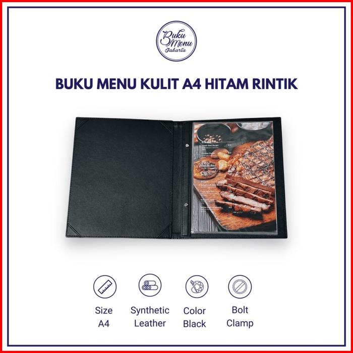 Gambar BUKU MENU RESTORAN KULIT ISI PLASTIK A4 - READY STOCK - HARGA TERJANGK - hitam rintik gl, 6 plastik dari sherlyshoptoko undefined Tokopedia