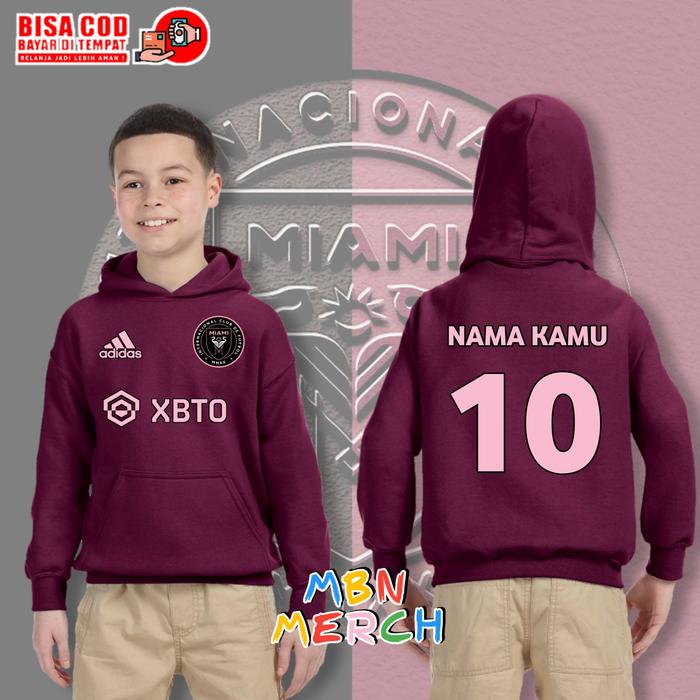 Gambar Jaket Hoodie anak inter Miami FC bisa pakai nama - maroon, M dari MBN APPAREL undefined Tokopedia