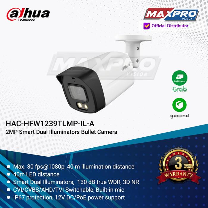 Dh-hac-hfw1239tlmp-il-a Dahua Hd 2mp Bullet Camera Built In Mic