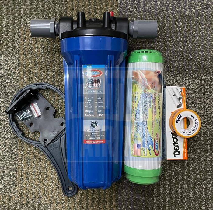 Gambar Paket Filter Air 10" 1 Tahap Housing + Resin Untuk Menyaring Kapur - Biru, 3/4 dari Filterairku Jakarta undefined Tokopedia