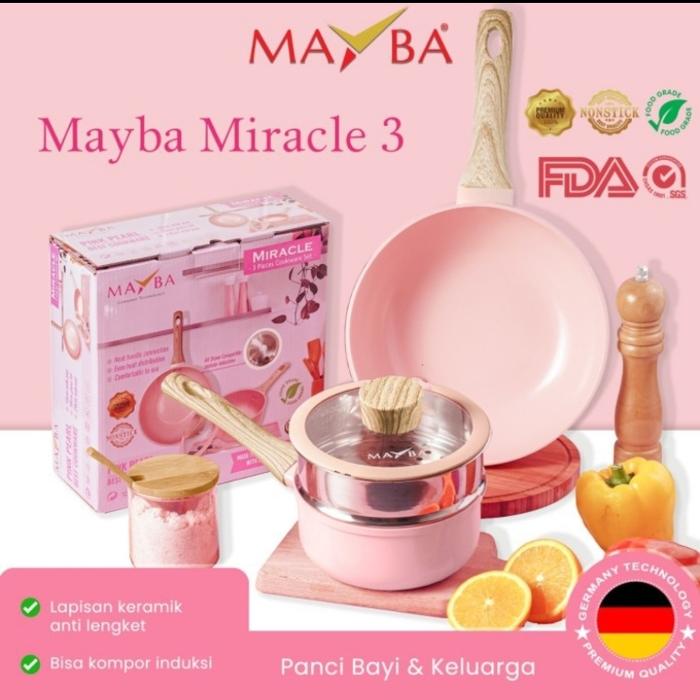 Gambar MAYBA MIRACLE 3 PCS Panci set Pearl Ceramic Germany anti lengket pink - pink dari Toko Pusat Perabot undefined Tokopedia
