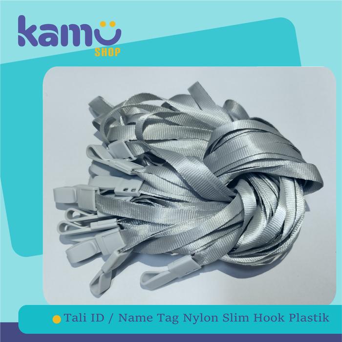 Gambar Tali Id Card Nylon Slim Hook Plastik / Tali Name tag isi 20 pcs - GREY dari KAMU Stationery undefined Tokopedia