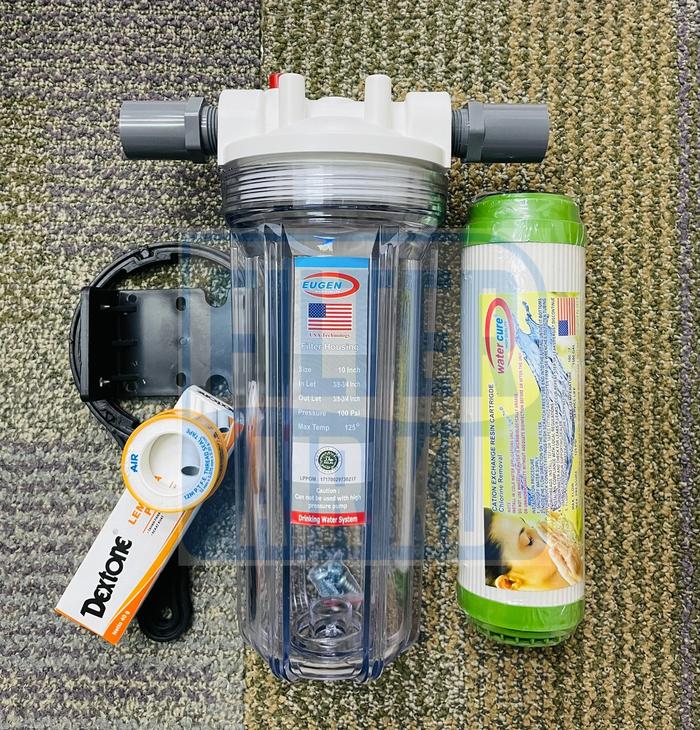Gambar Paket Filter Air 10" 1 Tahap Housing + Resin Untuk Menyaring Kapur - Clear, 1/2 dari Filterairku Jakarta undefined Tokopedia