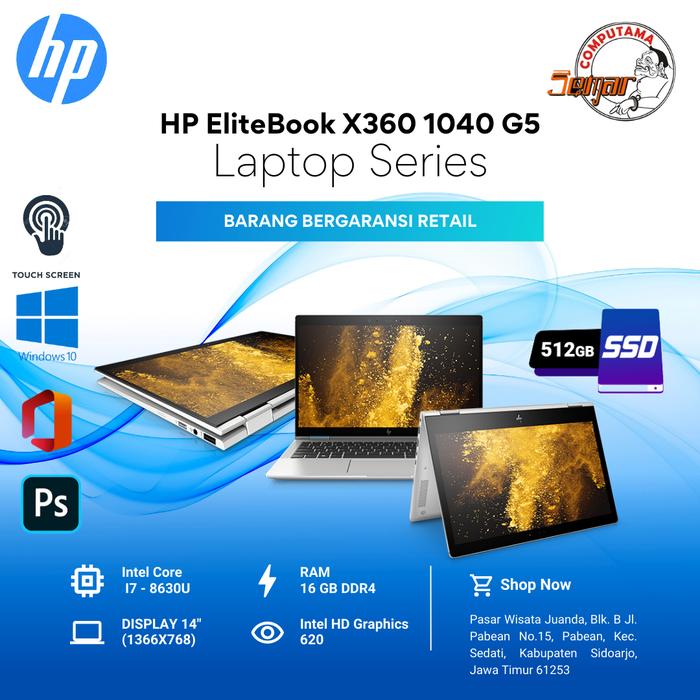 Gambar Laptop Hp elitebook x360 1040 G5 i7 gen 8 RAM 16GB SSD 512GB - Core i5 8/256 dari SEMAR COMPUTAMA undefined Tokopedia
