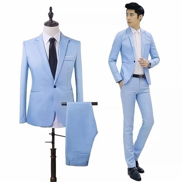Gambar SETELAN JAS PRIA 2IN1 - JAS DAN CELANA - JAS FORMAL WISUDA NIKAH PRIA - Biru Telor Asin, XS dari Planet Jas Official undefined Tokopedia