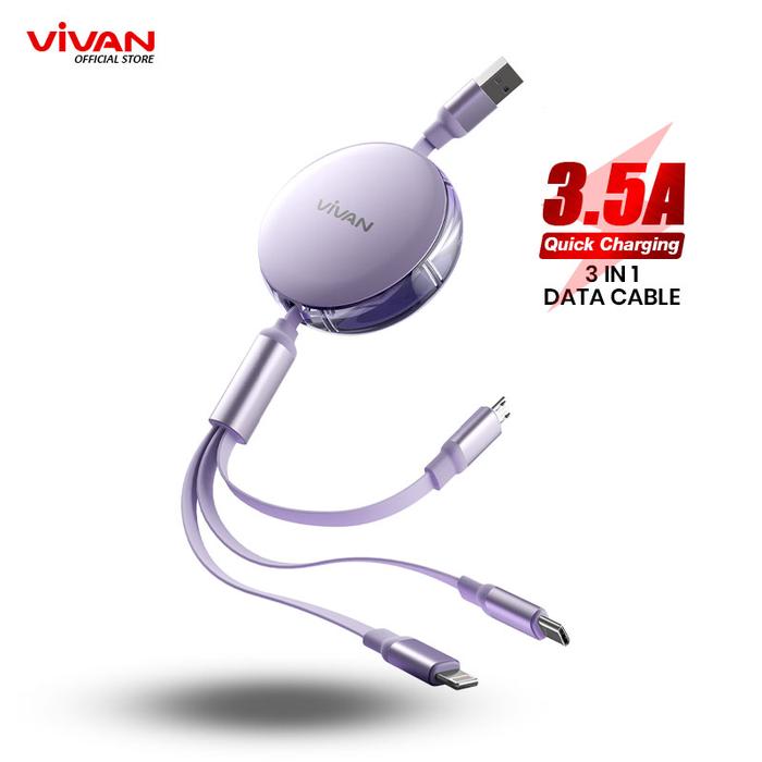 Gambar VIVAN Kabel Data 3in1 Fast Charging 3.5A Micro Lightning Type C VRS02 - Purple dari Vivan Audio Store undefined Tokopedia