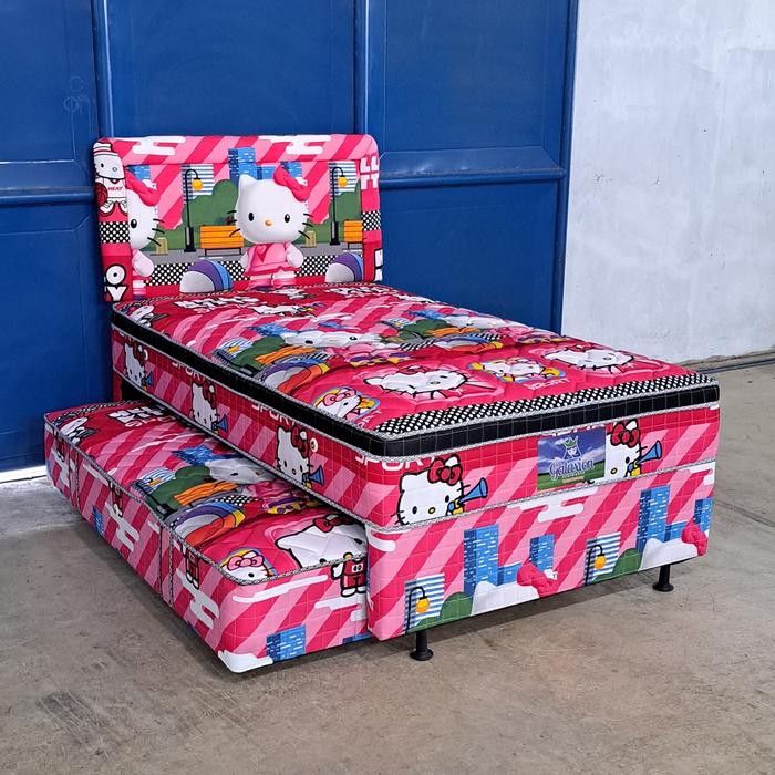 Gambar kasur sorong spring bed 2 in 1 kids hello kity dari Mebel Gadjah undefined Tokopedia