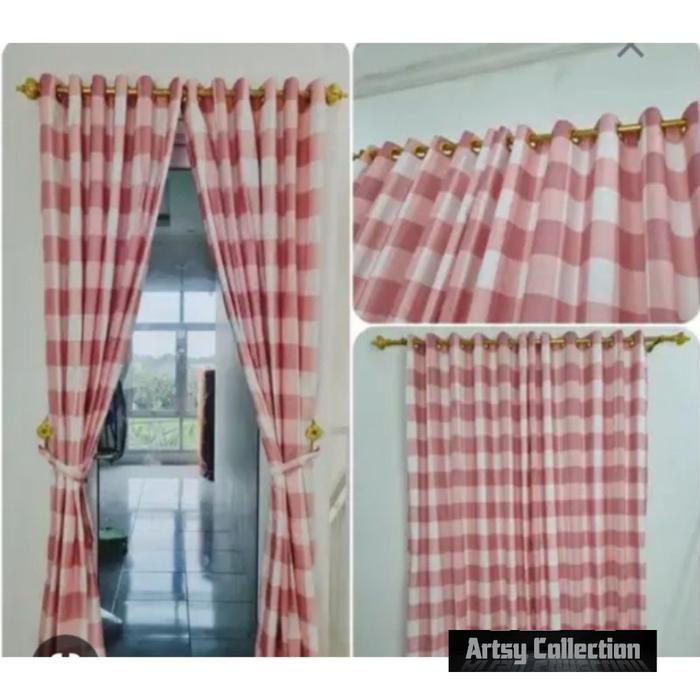 Gambar Gorden Jendela Smokring 12 Lubang Ukuran135 X 220 Minimalis aesthetik - emly pink, 1 Lembar dari gudangsprei undefined Tokopedia