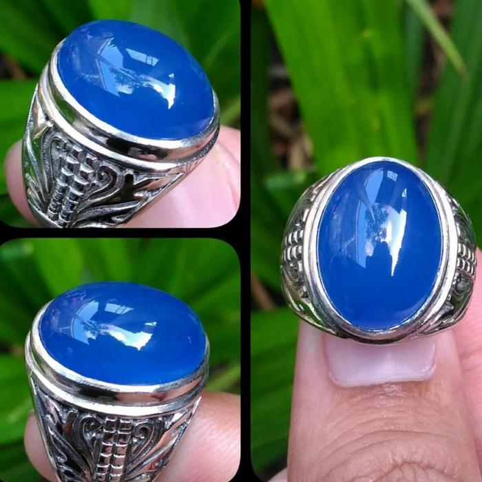 Gambar cincin batu blue mizone serat kura minimalis ring alpaka dari Kembarantik undefined Tokopedia