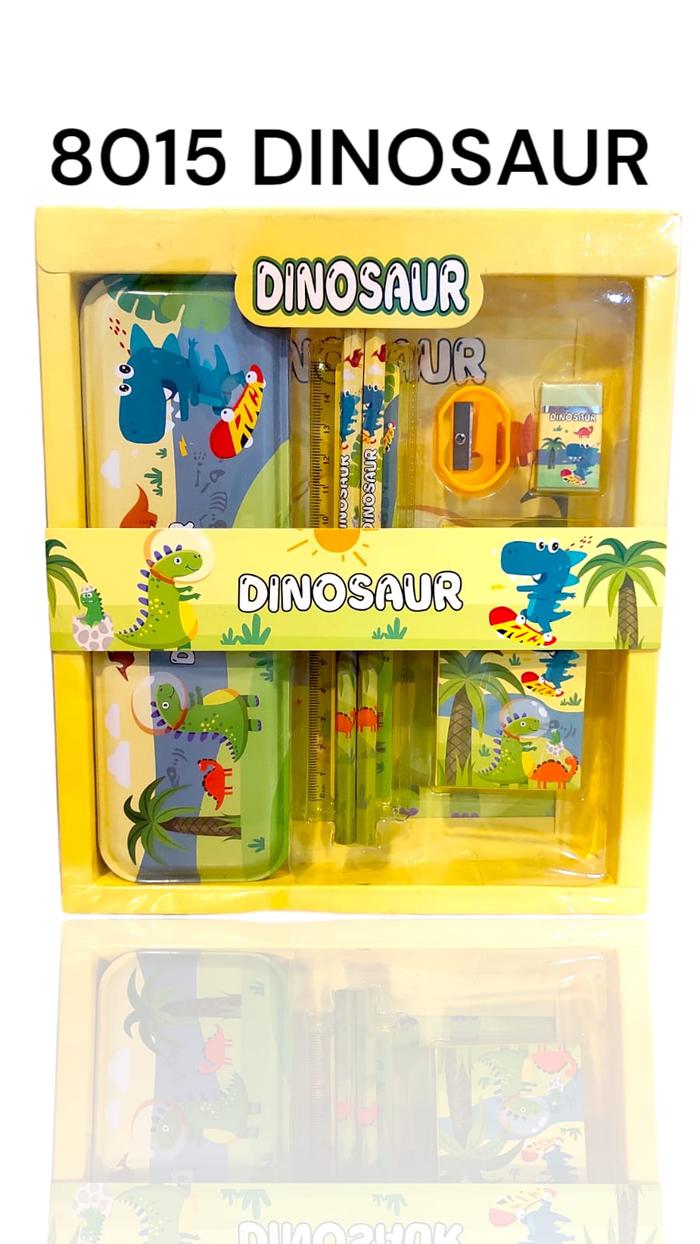 Gambar 5 IN 1 SET PENSIL LUCU STATIONERY SET ALAT TULIS SEKOLAH KOTAK PENSIL - 8015 DINOSAURUS dari Makmur Sukses Sejahtera undefined Tokopedia