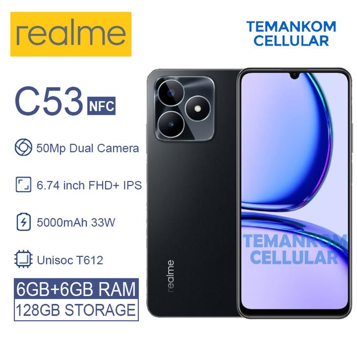 Gambar Realme C53 NFC 12GB RAM 6+6 Extend 6/128 128GB 33W Garansi RESMI - Hitam dari Temankom Cell undefined Tokopedia