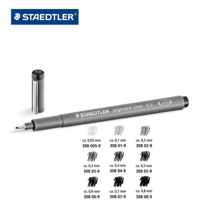 STAEDTLER 308 005-9 Pigment Liner Fineliner Pen For Writing & Technical