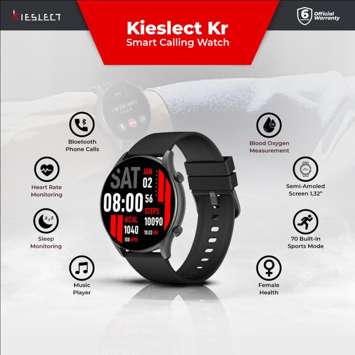 Gambar Kieslect Smart Calling Watch KR 1.32" Semi-AMOLED Smartwatch Garansi - Hitam dari Heybits Official Store undefined Tokopedia