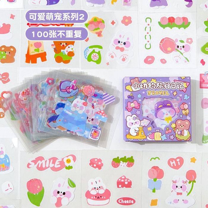 Gambar 100pcs sticker momo lucu / sticker aesthetic / sticker PET ST39 - MINI TRAVELUNGU dari Beibeistore undefined Tokopedia