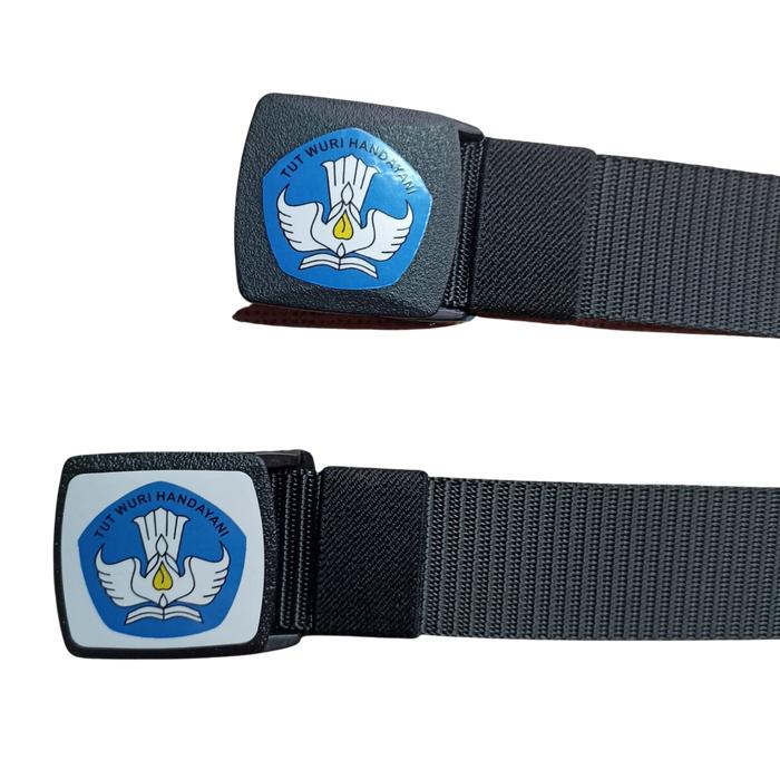 Gambar Tali Ikat Pinggang Hitam Bahan Kanvas Tebal // Belt / Sekolah /SD/ SMP POLRI bisa Custom Order - Logo dari Pikowa Shop undefined Tokopedia