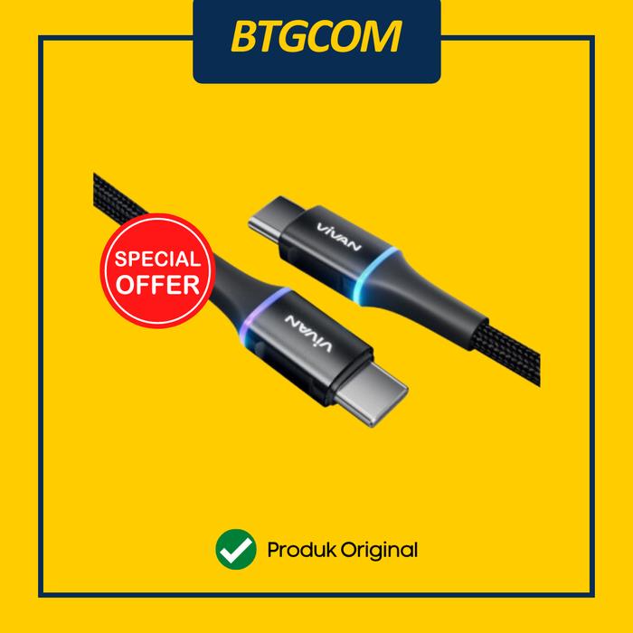 Gambar VIVAN VDCC120 KABEL DATA LED USB TYPE-C TO USB TYPE-C FAST CHARGING dari btgcom undefined Tokopedia