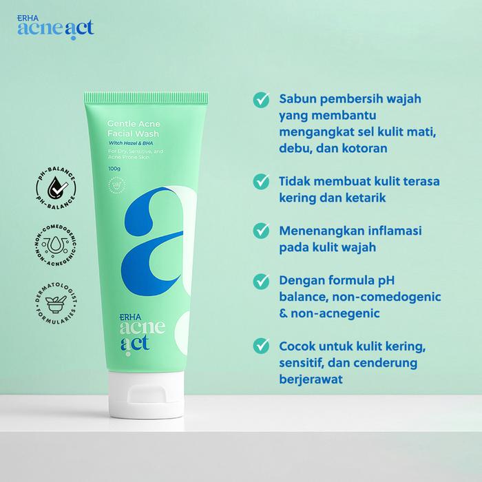 Jual Erha Acne Act Gentle Acne Facial Wash Witch Hazel Bha Sabun Wajah ...