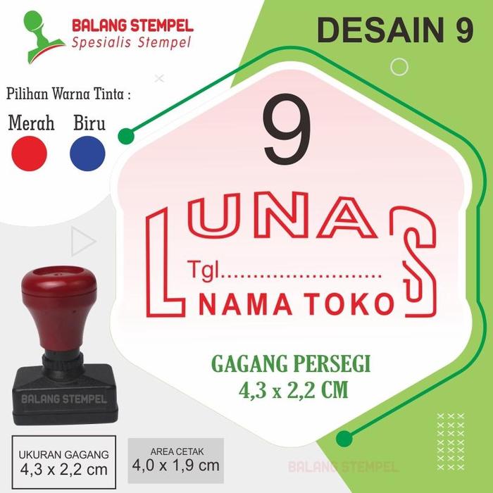 Gambar Stempel Lunas Stampel Cap Stamp Flash Warna Otomatis Toko Perusahaan - DESAIN 9, Merah dari Surtanos undefined Tokopedia