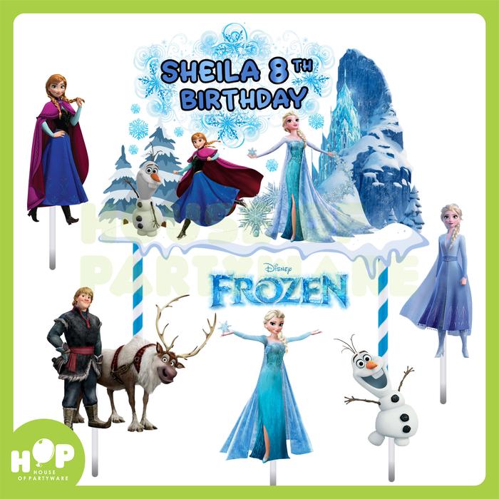 Gambar Cake Topper FROZEN ELSA + CUSTOM NAMA / Hiasan Kue Ulang Tahun - Banner Custom dari House Of Partyware undefined Tokopedia