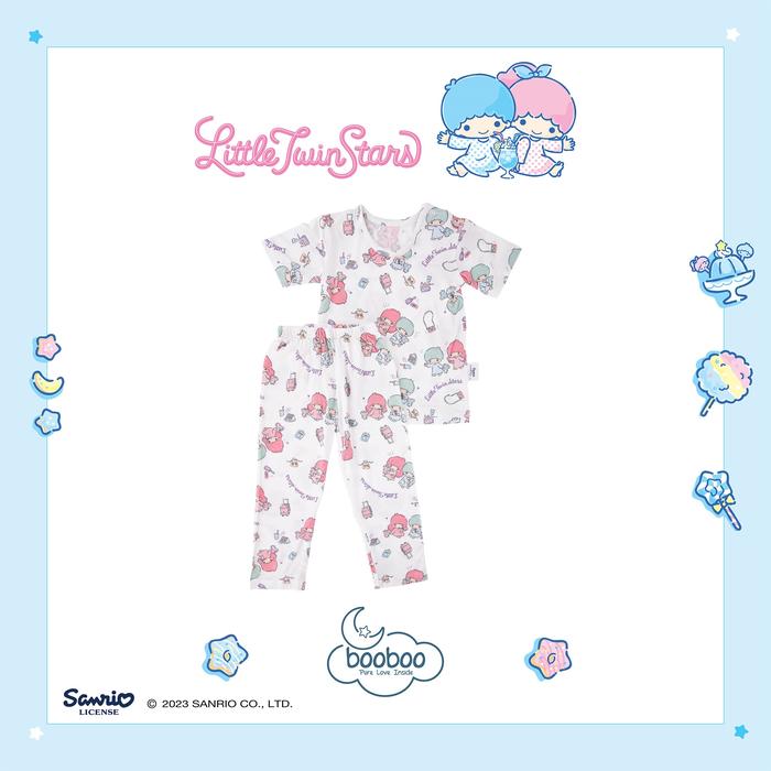 Gambar TENCEL Short sleeve Long pants Little Twins Star Collection - Booboo - White Travel, 6-9month dari Booboo.idn undefined Tokopedia