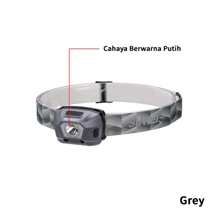 Gambar Lampu Kepala Headlamp Sunrei iFishing Sensor 225 Lumens IPX6 - Grey Litium dari SUNREI undefined Tokopedia
