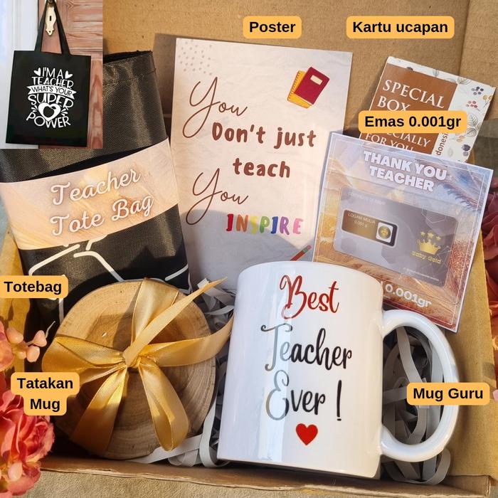 Gambar Kado Mug Guru / Hampers Guru Teacher Gift - mug emas bag dari KADONESIA undefined Tokopedia