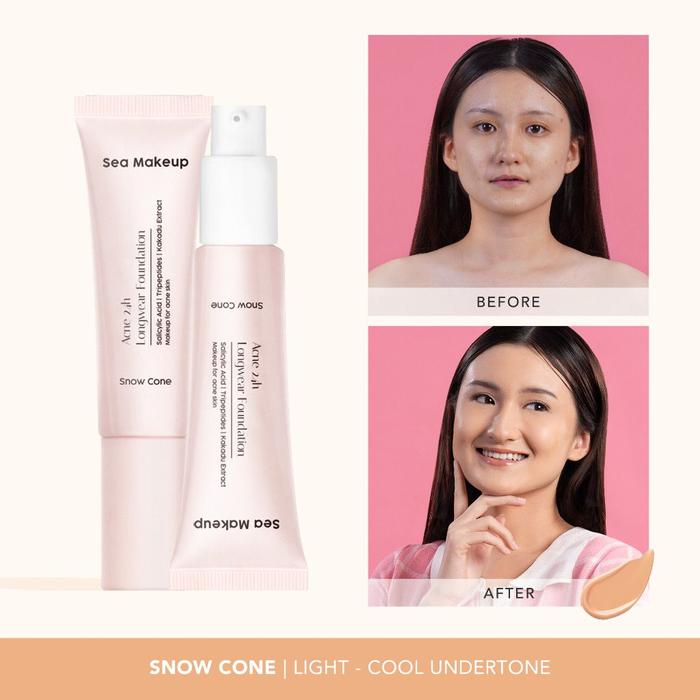 Gambar SEA MAKEUP Acne 24h Longwear Foundation Full Coverage - Snow Cone dari Aphrodite Copia undefined 3 Tokopedia