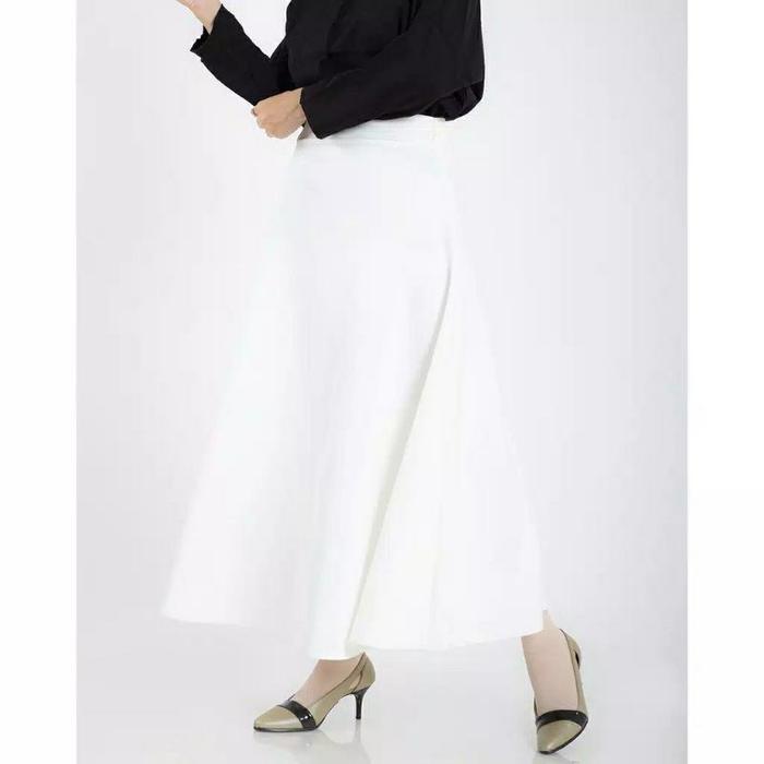 Gambar Ahlami.id Rok Flare Rok Scuba Premium Hitam Putih Rok Payung - Putih dari ahlami undefined Tokopedia