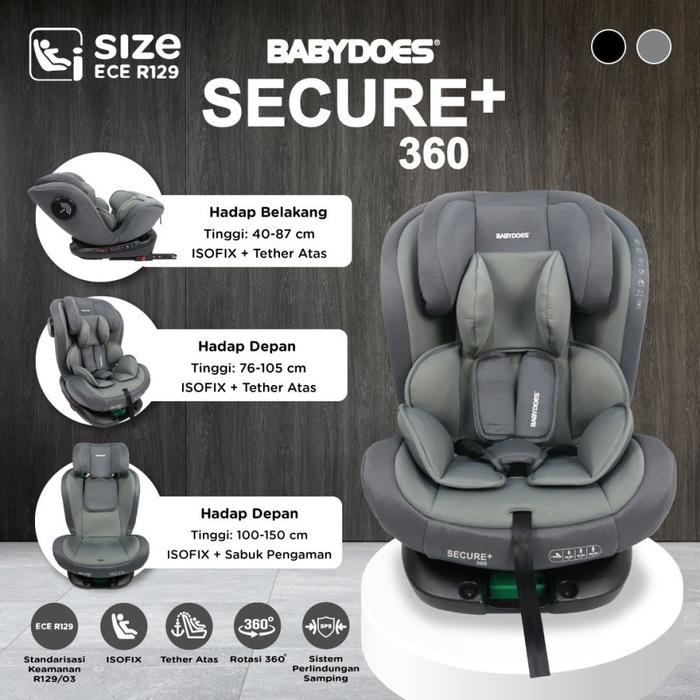 Gambar Babydoes CH HB 87252 Secure + Car Seat - Kursi Mobil Anak Bayi - Grey dari Baby Wise BSD undefined Tokopedia