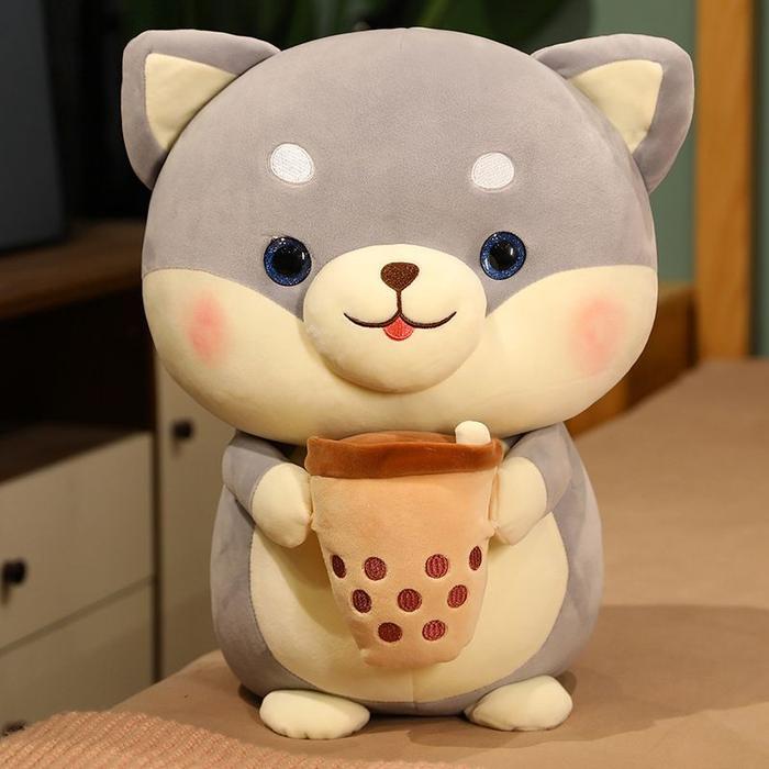 Gambar MAINAN BONEKA ANJING SHIBA INU DOG BOBA TEA STARBUCKS IMPOR LUCU - abu boba cok, 20cm dari Republik Boneka undefined Tokopedia