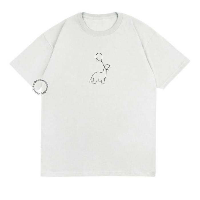 Gambar Dino Clothing - KAOS BALON/ TSHIRT / KAOS OVERSIZE WANITA / KAOS WANIT - Putih, S dari This is Dino undefined Tokopedia