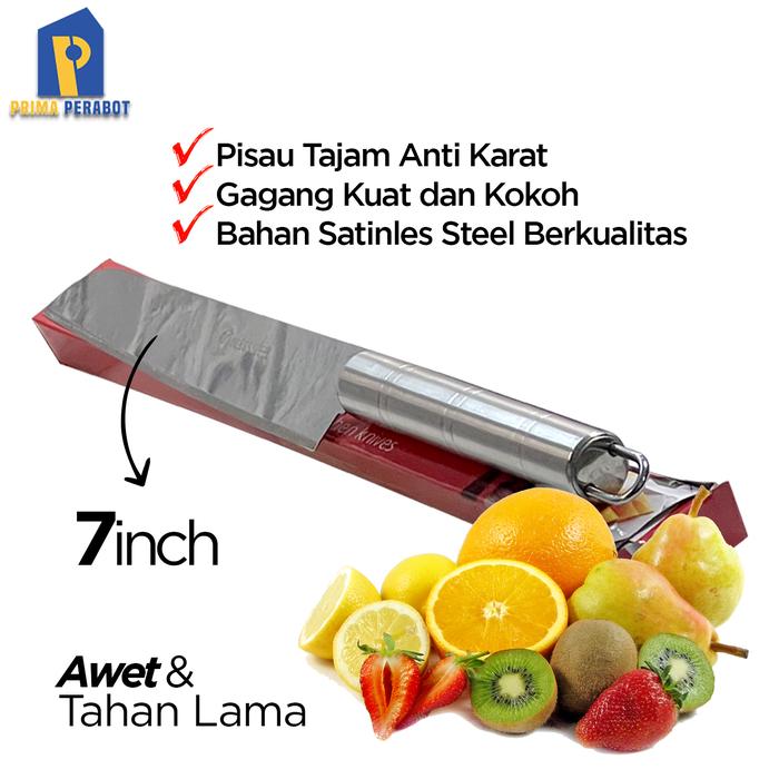 Gambar Pisau Dapur Stainless Steel Pisau Iris 5 6 7 inch Kitchenware - 7 inch dari Prima Perabot undefined Tokopedia