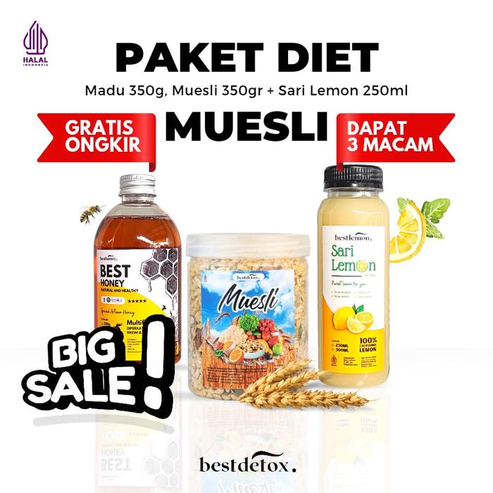 Gambar Bestdetox - Paket Diet Paket Detox - Muesli - Sari Lemon - Madu - Muesli 3in1 dari BestHoney undefined Tokopedia