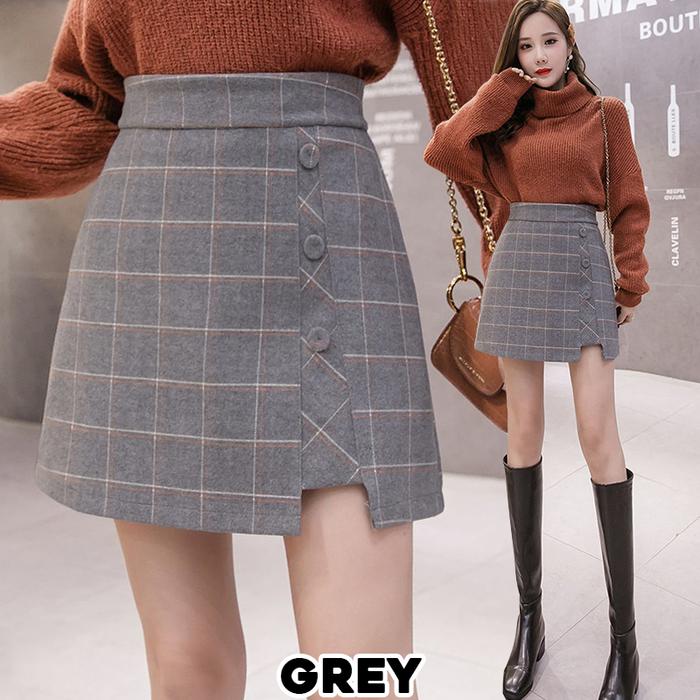 Gambar (#827)Minju Skirt/Rok Mini/Rok Pendek/Korean Mini Skirt - Grey, L dari Karakoreashop undefined Tokopedia