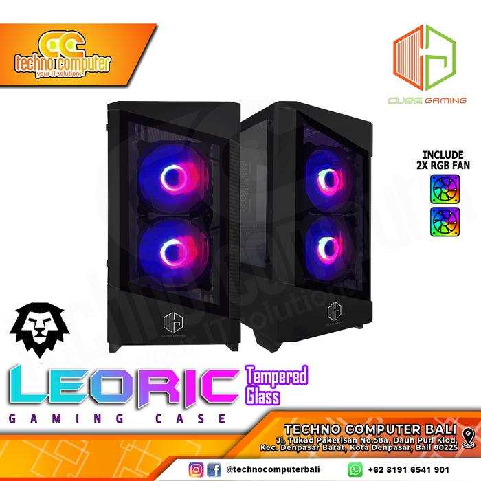 Gambar CASING CUBE GAMING LEORIC Glass - Mid Tower mATX Tempered Case - Hitam dari Techno Computer Bali undefined Tokopedia
