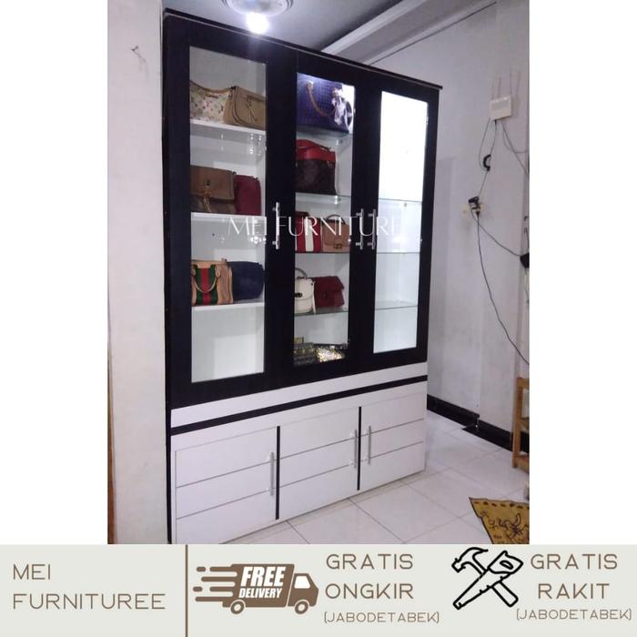 Gambar Lemari tas kaca 2 muka/sisi - Partisi ruangan minimalis - 200x200 dari Mei Furnituree undefined 4 Tokopedia