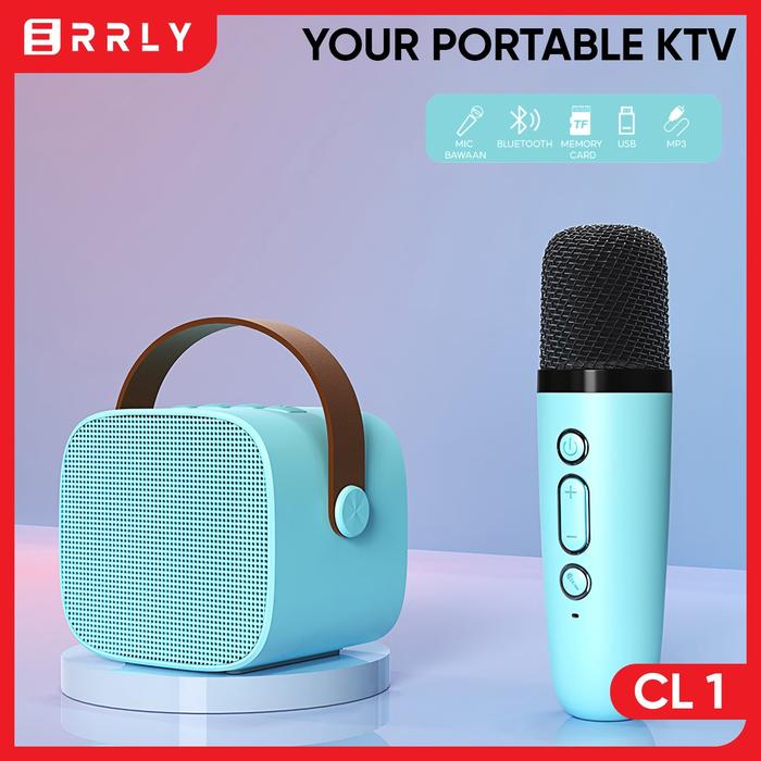 Gambar ERRLY ER-1 Speaker Microphone Mic Karaoke Bluetooth Wireless mikrofone - Biru Muda dari Jess grosir accessories undefined Tokopedia