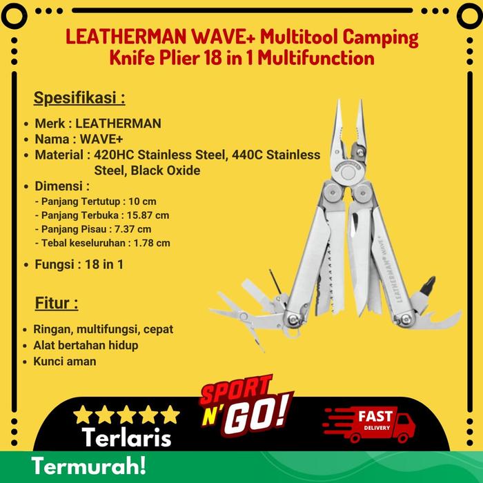 Gambar LEATHERMAN WAVE+ Multitool Camping Knife Plier 18 in 1 Multifunction dari Sport N Go undefined Tokopedia