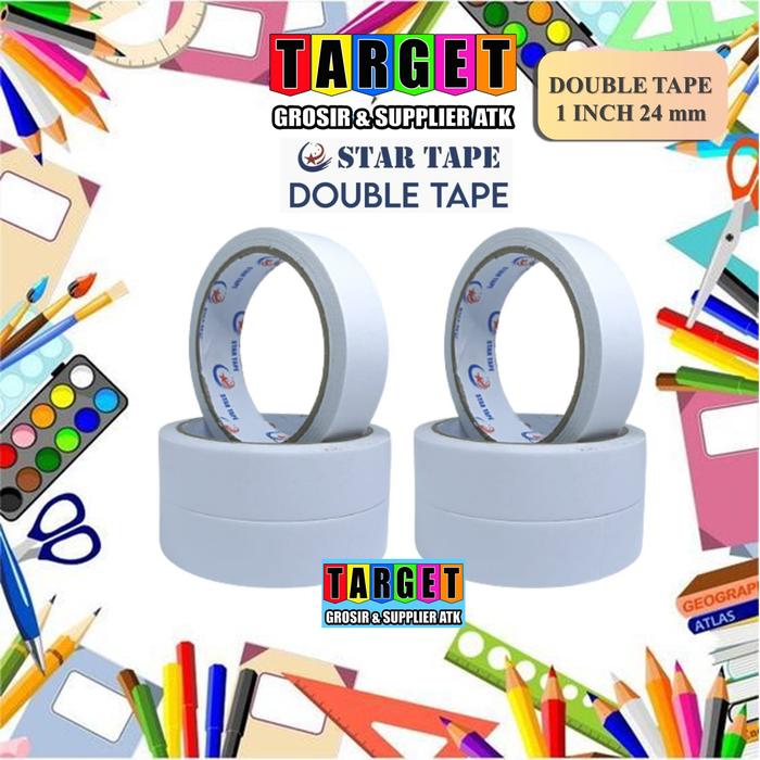 Gambar DOUBLE TAPE 24mm / DOBEL TIP 24 mm / LEM KERTAS DUA 2 SISI 1 INCH - STAR TAPE dari TARGET ATK undefined Tokopedia
