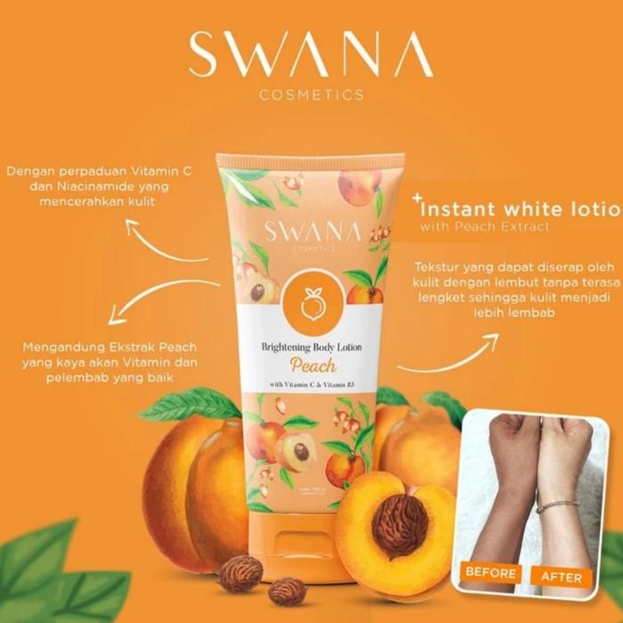 Gambar Swana Brightening Body Lotion 100ml Instant White Praktis Travel - Peach dari Yogieyo undefined Tokopedia
