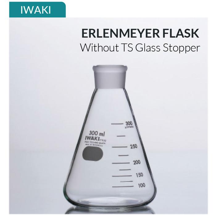 Gambar ERLENMEYER FLASK 50ml without Glass T/S stopper 19/26 Ø52x88mm IWAKI dari labcreative undefined Tokopedia